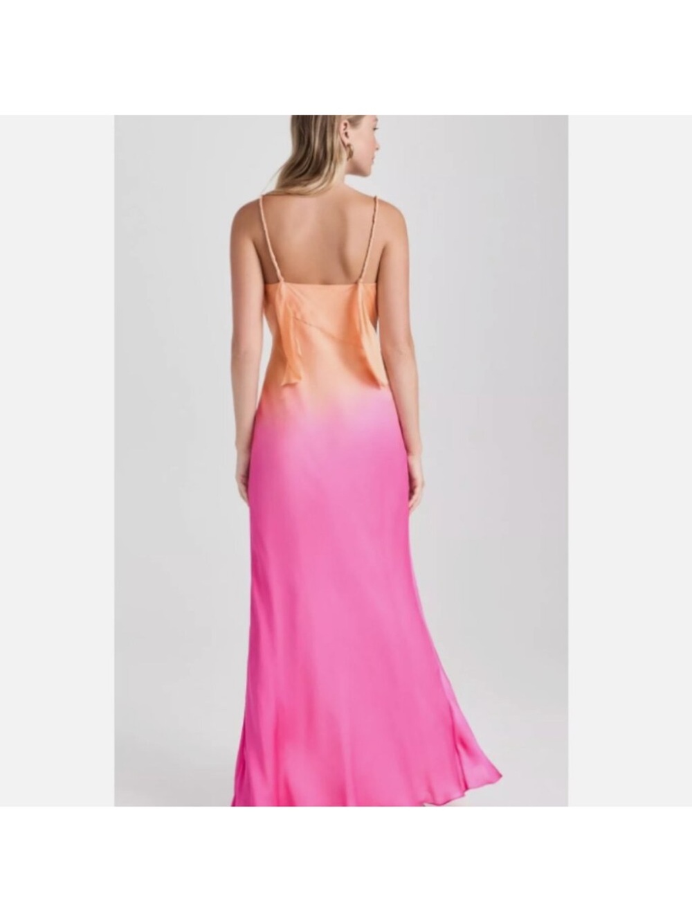 Loveshackfancy Nadine silk Ombre Pink to Peach Slip Maxi Dress - Picture 3 of 6